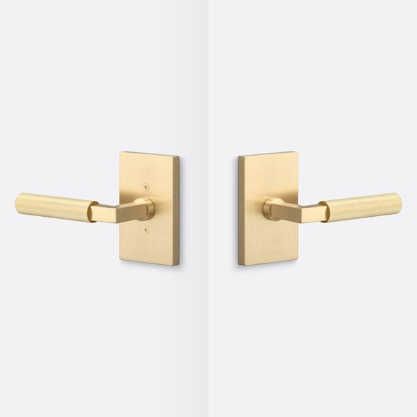 Sure-Loc Hardware Sure-Loc Hardware Levanto Passage Rosette, Satin Brass, Knurled Grip in Satin Brass LV101 SB GRIP-KN SB - main